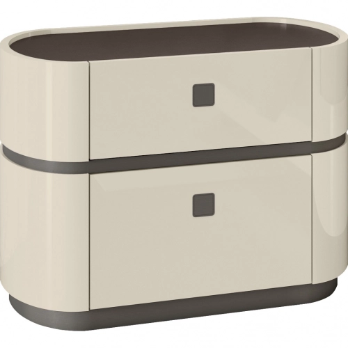 Seville Nightstand in Beige & Brown Metal Lacquer (Set of 2)